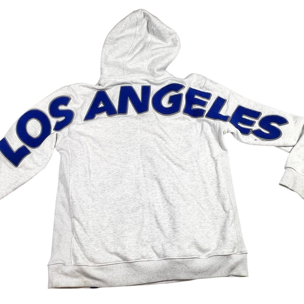 Geedup Los Angeles Hoodie Mens XL Grey Blue Jersey Logo Pullover Sweatshirt
